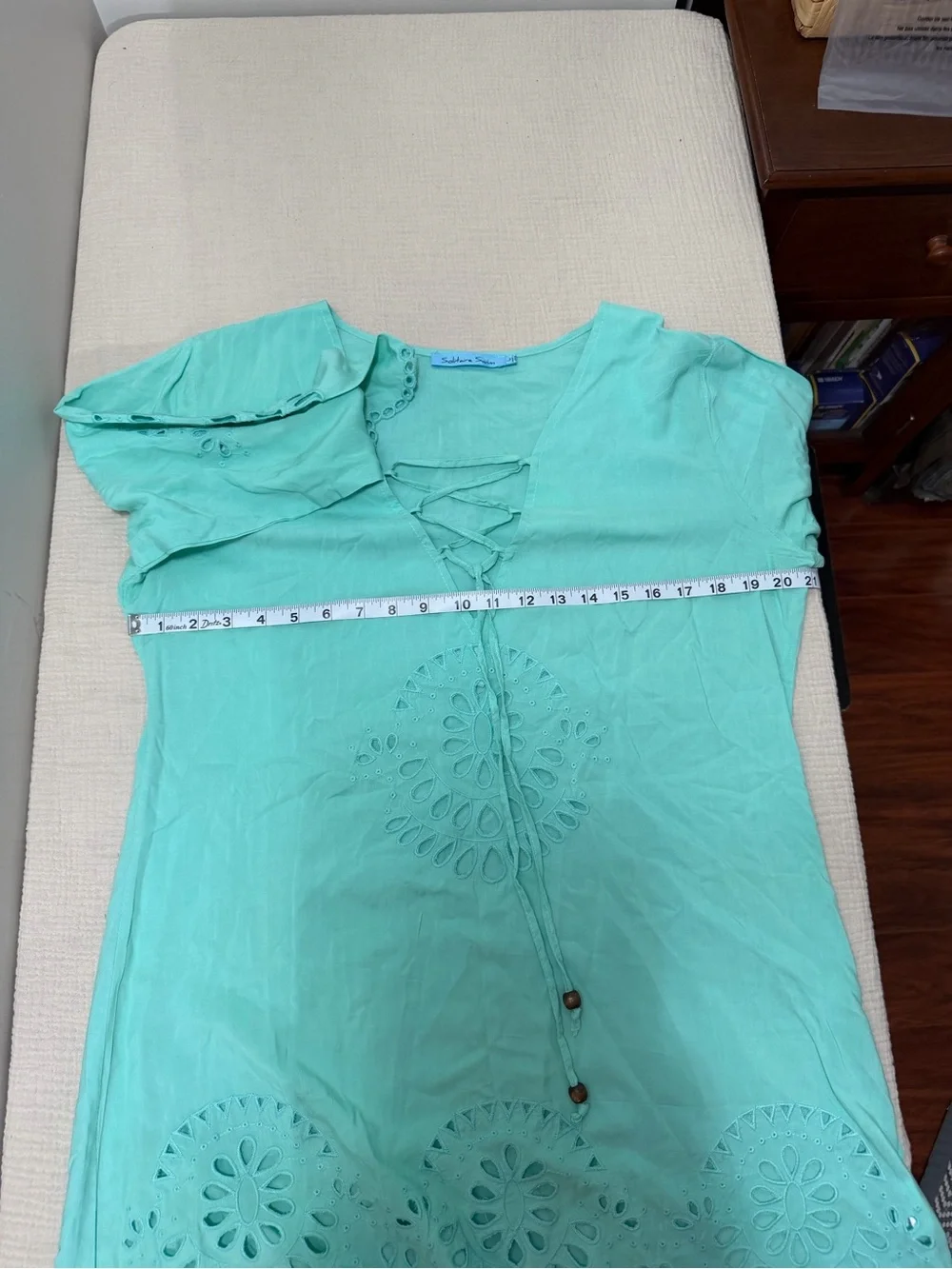 Solitaire Mint Lace-Up Eyelet Swim Coverup Tunic